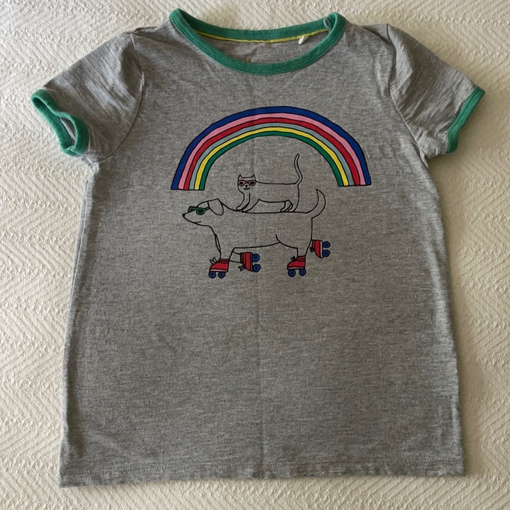 Mini Boden Roller Skating Dog & Cat Rainbow Shirt